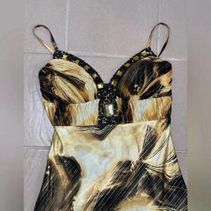 Beautiful jeweled paraf  euro 38 cocktail dress maxi evening gown black/gold